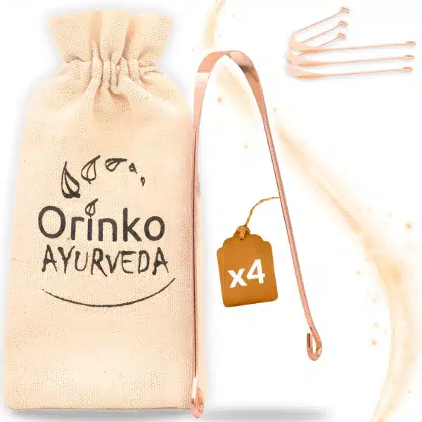 Gratte Langue en cuivre X4 - Réduit Bactéries & Mauvaise Haleine