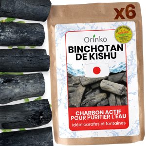 Binchotan Japonais de Kishu x6 - Charbon Actif pour Eau Taille M