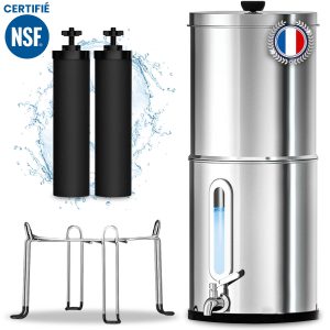 Filtre à Eau par Gravité 8,5 L - Purificateur d'Eau avec Charbon Actif Certifié NSF - Fontaine Filtrante pour Eau du Robinet, Eau de Pluie et Plus, Filtration Avancée
