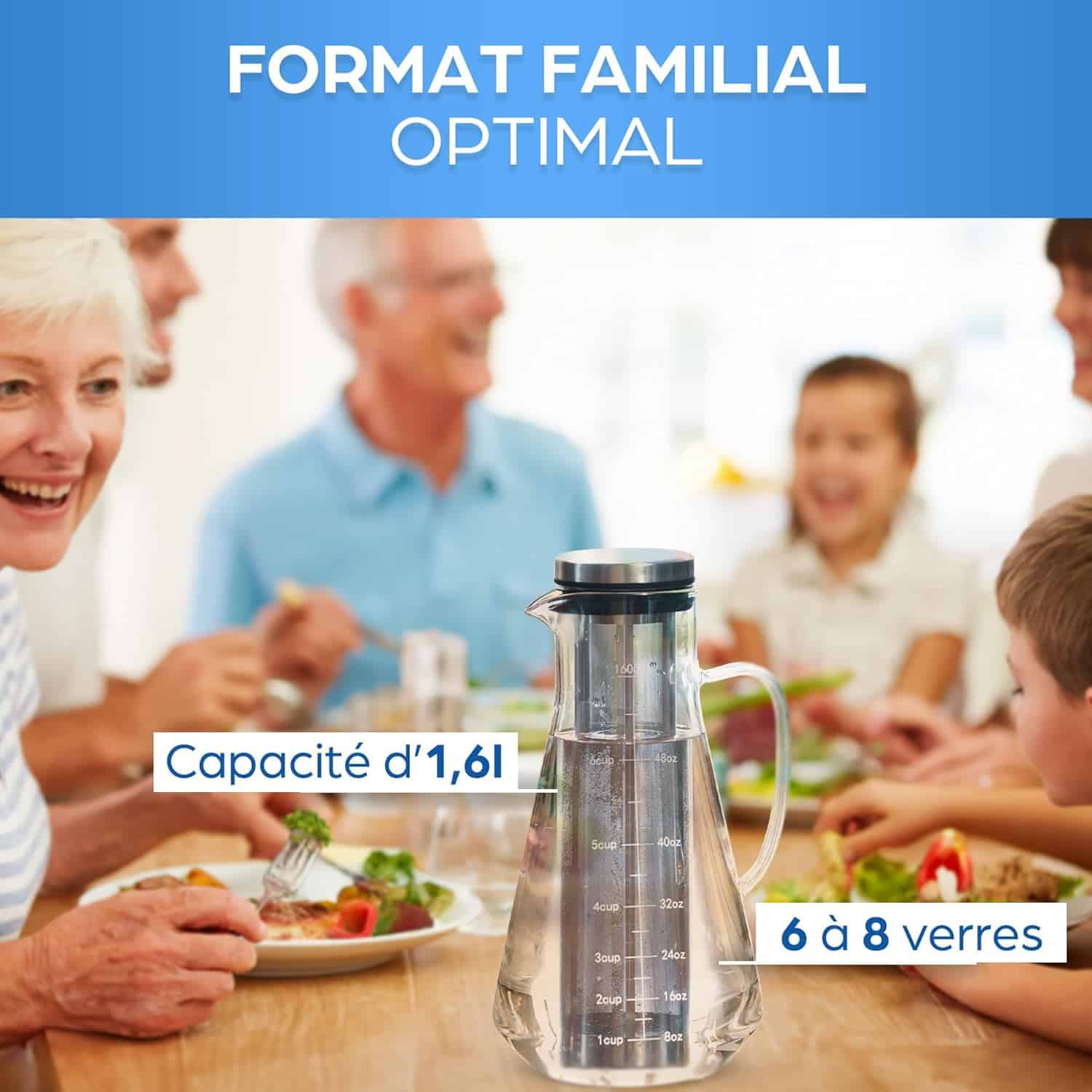 Carafe Infusion à Froid 1.6L avec Infuseur Inox – Bouteille Thé Glacé en Verre, Cruche avec Filtre Fruits, Eau, Jus, Limonade – Couvercle Hermétique – Image 4