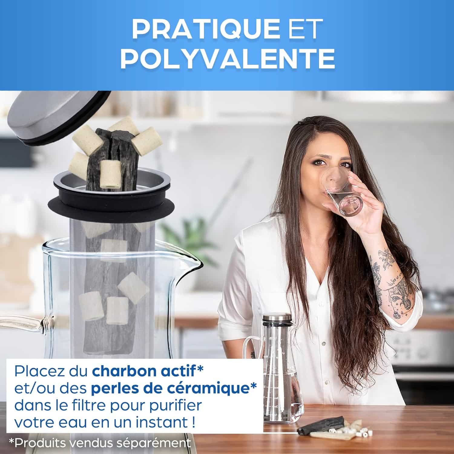 Carafe Infusion à Froid 1.6L avec Infuseur Inox – Bouteille Thé Glacé en Verre, Cruche avec Filtre Fruits, Eau, Jus, Limonade – Couvercle Hermétique – Image 5