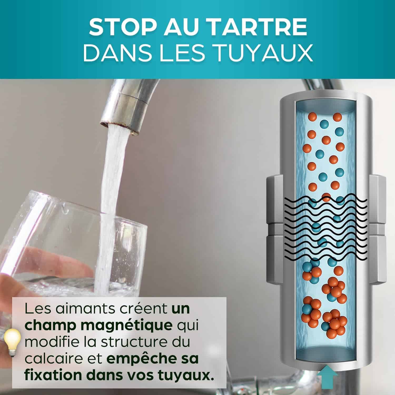 Aimant Anticalcaire Magnétique Puissant pour Canalisation et Robinet – Anti Calcaire pour Lave-Linge, Lave-Vaisselle et Douche – Adoucisseur d’Eau sans Produit Chimique – Image 2