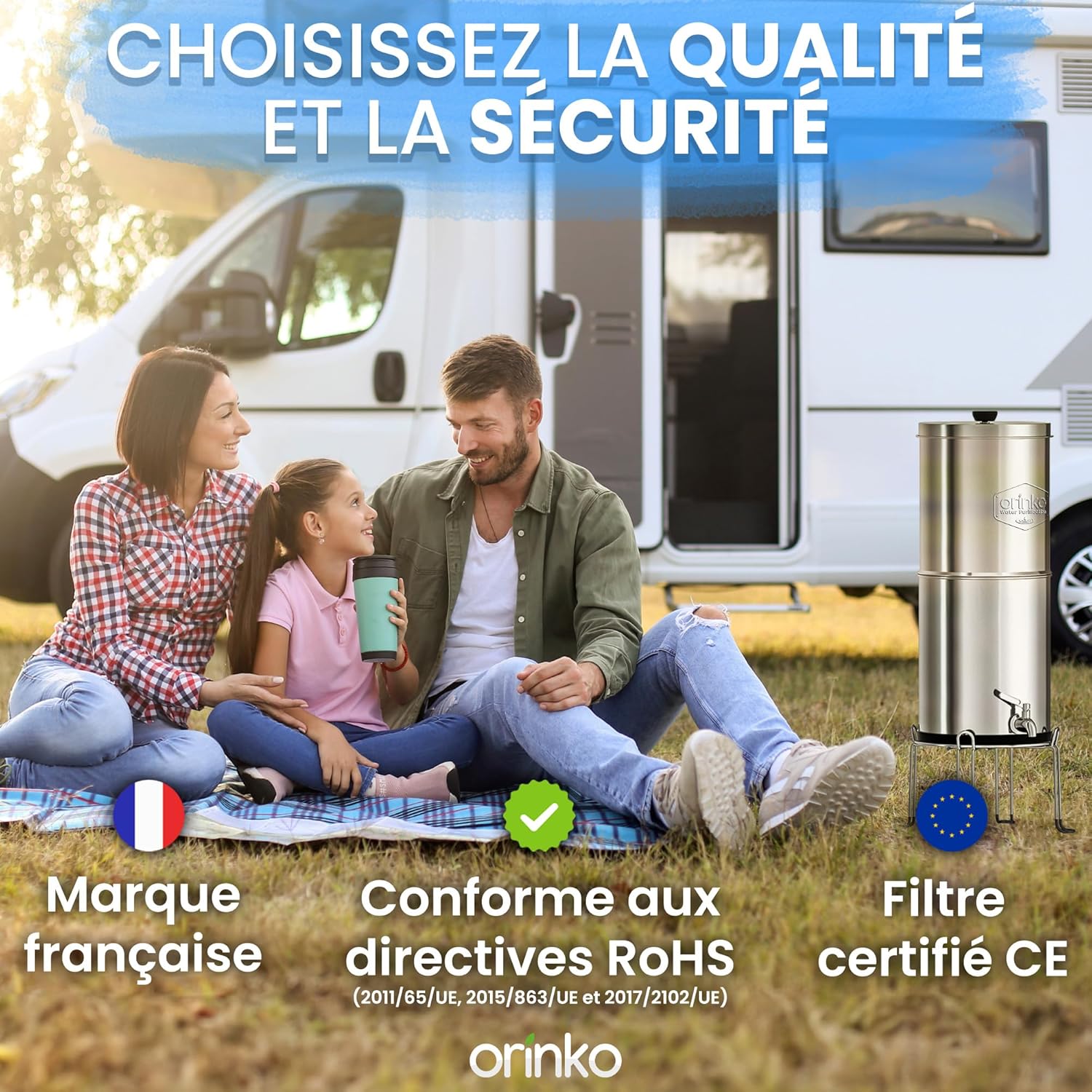 Filtre à Eau par Gravité 8,5L avec 4 Cartouches - Purificateur d'Eau avec Charbon Actif Certifié NSF - Fontaine Filtrante pour Eau du Robinet, Eau de Pluie, Filtration Avancée – Image 2