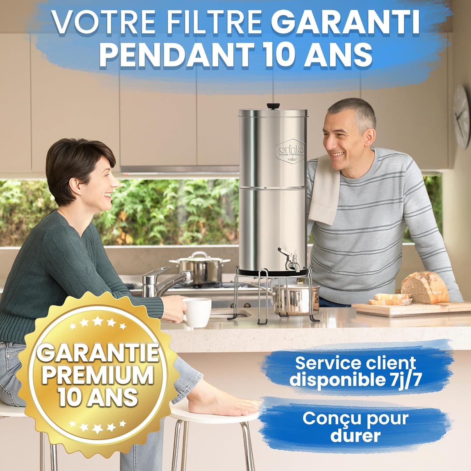 Filtre à Eau par Gravité 8,5L avec 4 Cartouches - Purificateur d'Eau avec Charbon Actif Certifié NSF - Fontaine Filtrante pour Eau du Robinet, Eau de Pluie, Filtration Avancée – Image 7