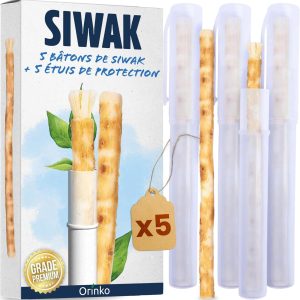 Bâtons de Siwak x5 + 5 Étuis de Protection – Brosse à Dents 100% Naturelle