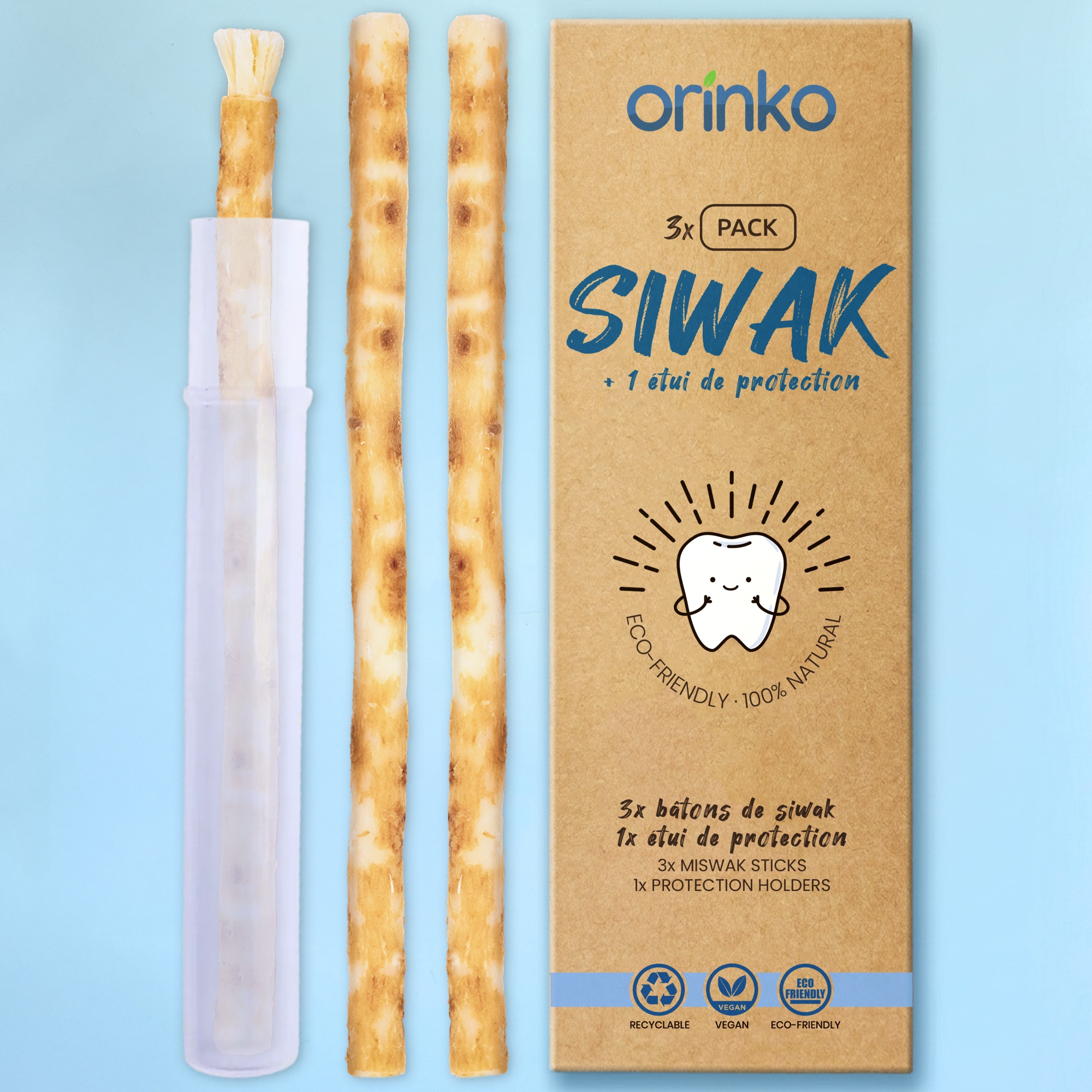 Siwak Miswak - Brosse à Dents x3 + 1 étui