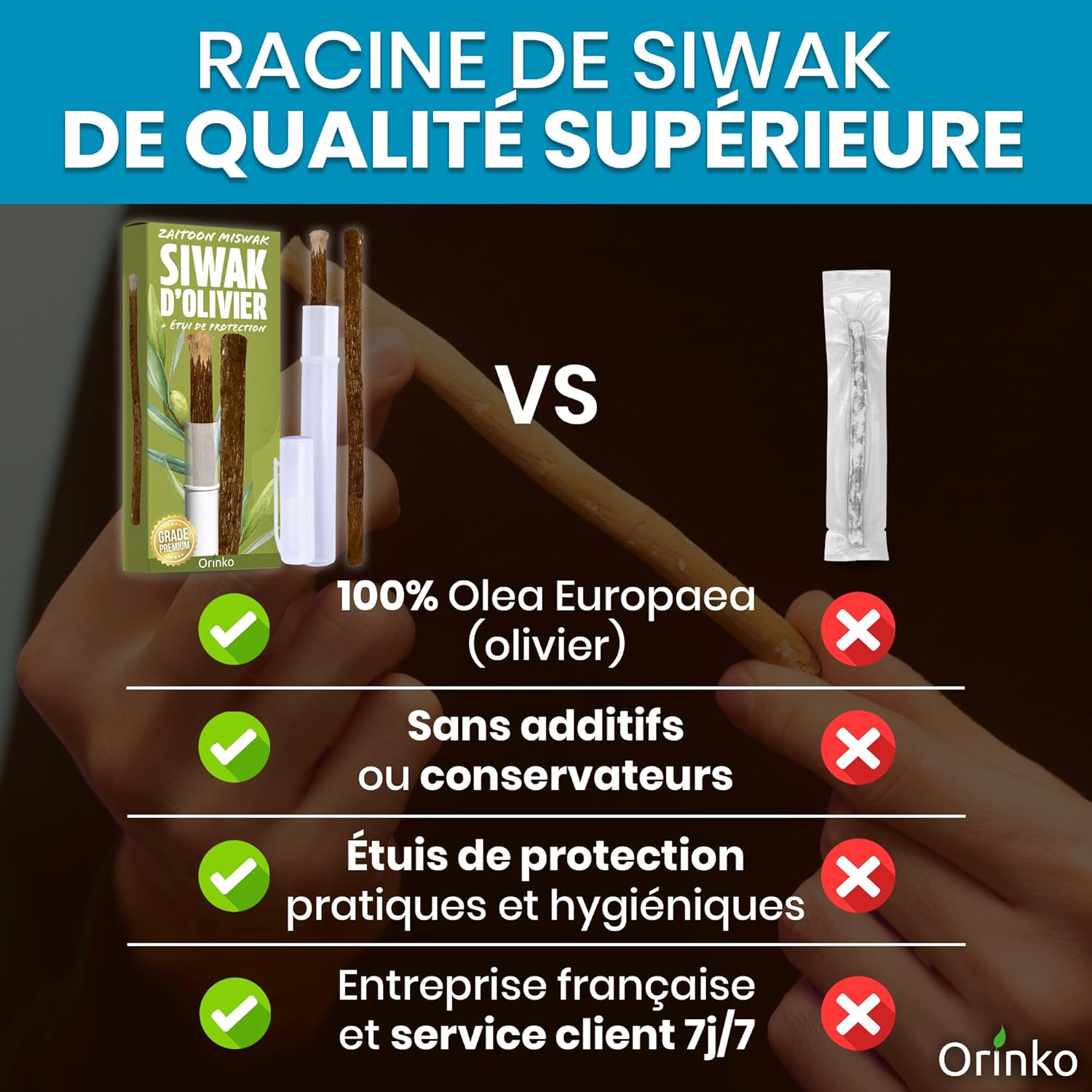 Bâtons de Siwak d'Olivier x5 + 1 Étui de Protection – Brosse à Dents 100% Naturelle – Image 4