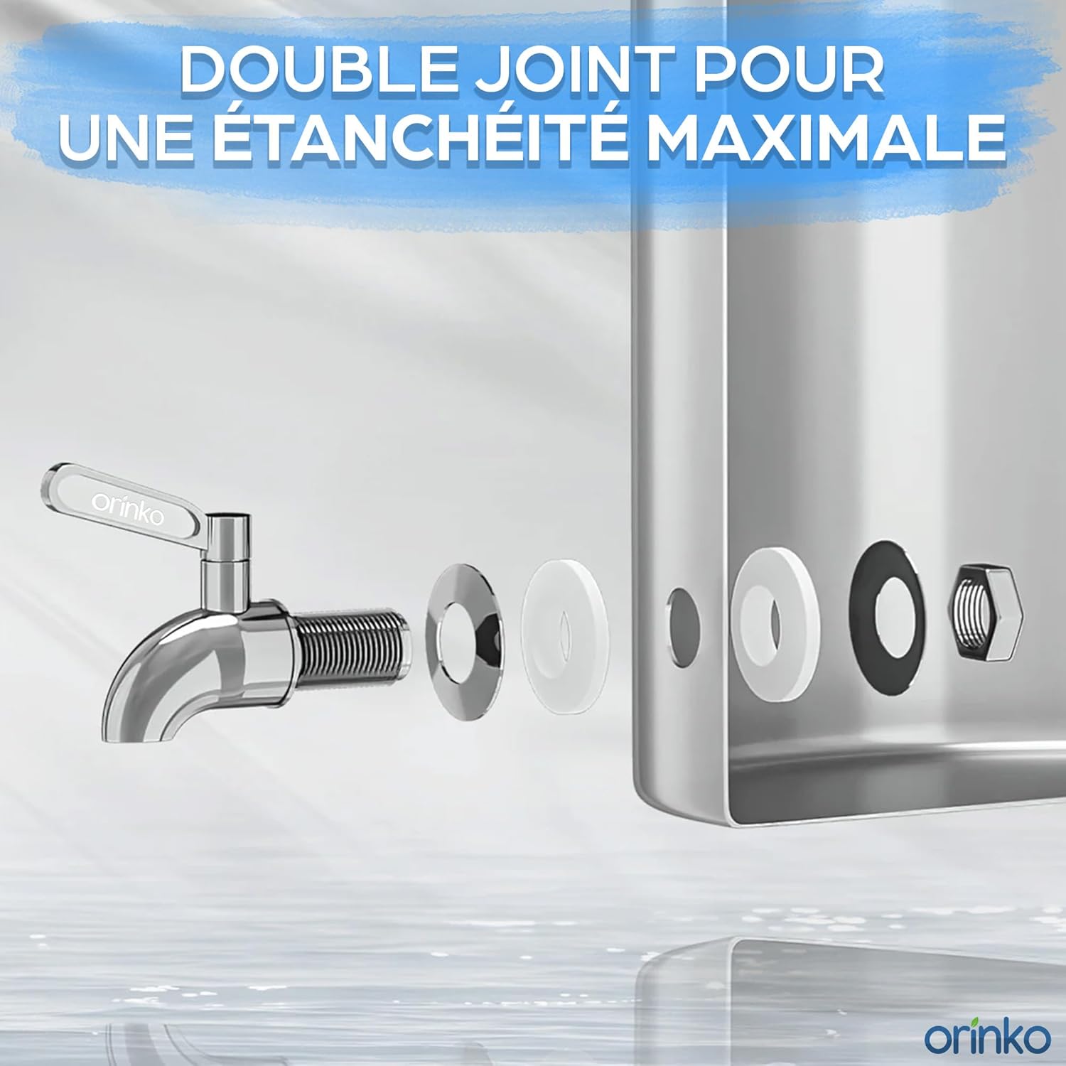 Double joint pour une étanchéité maximale - Robinet Fontaine à Eau Filtre à Gravité