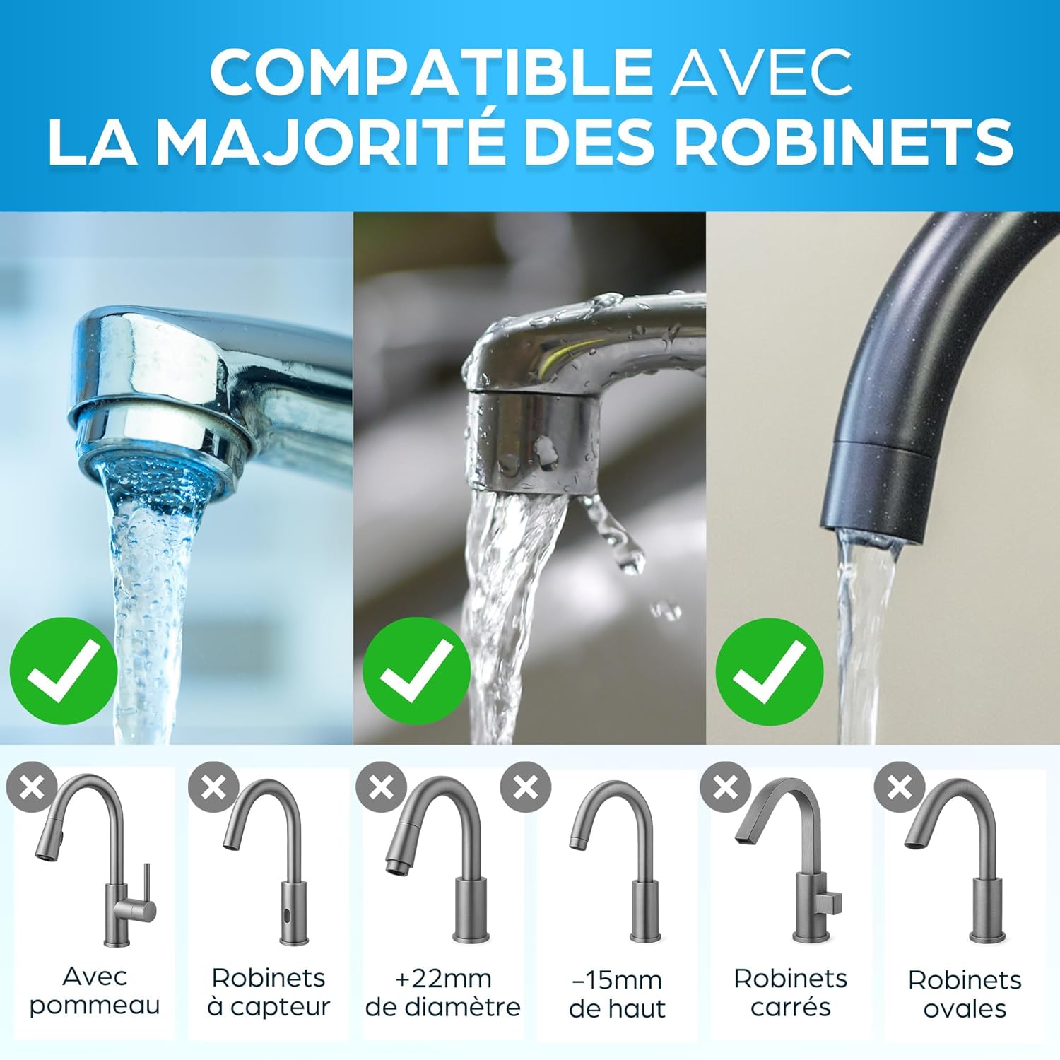 Filtre à Eau pour Robinet, 2L/min, Cartouche Charbon Actif Remplaçable – Image 2