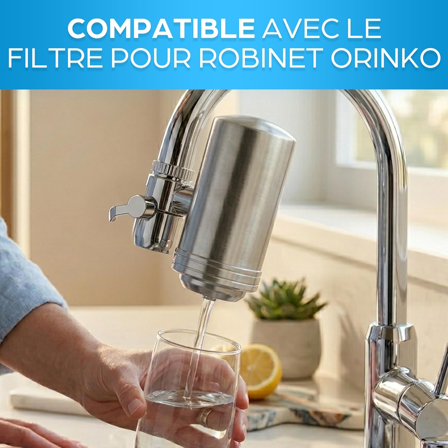 Cartouche Filtre à Eau Robinet, 8 Couches de Filtration, 2L/min – Image 2
