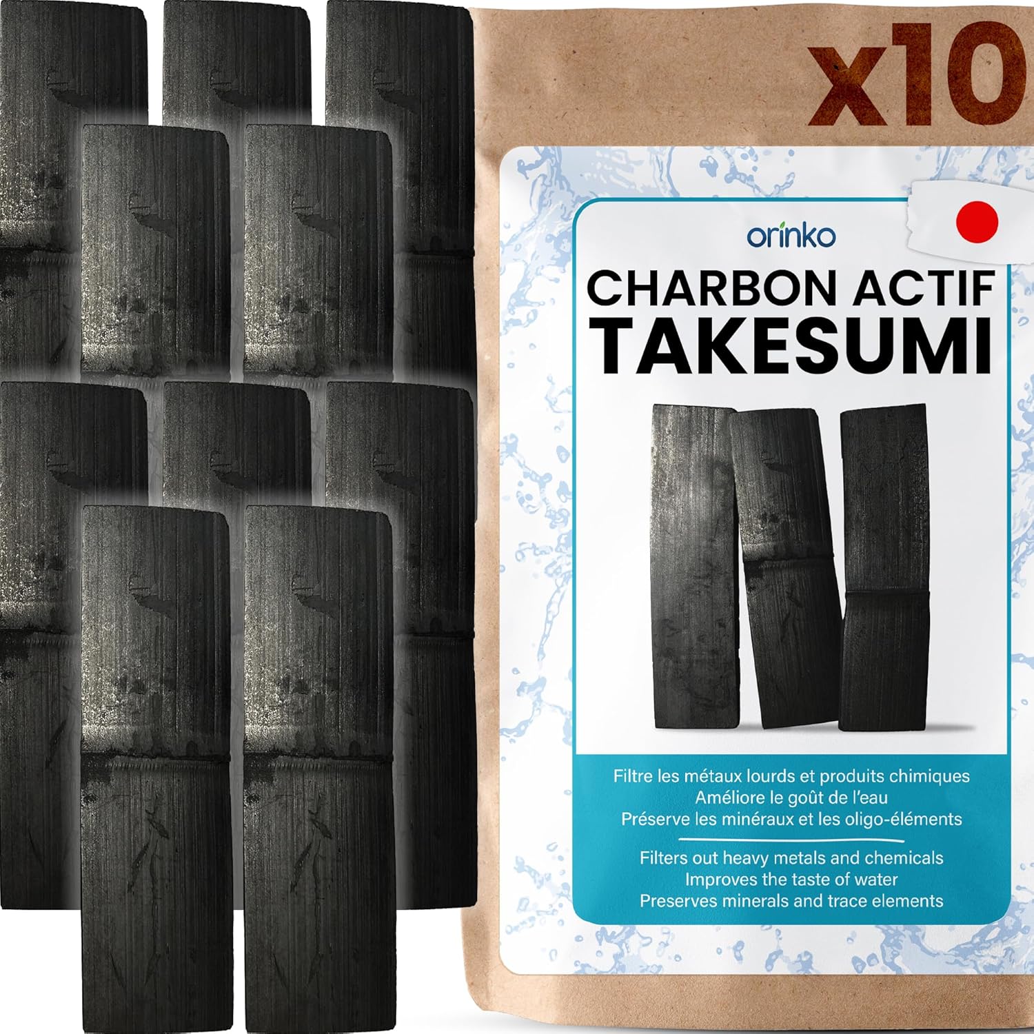 Takesumi Charbon Actif de Bambou Japonais x10
